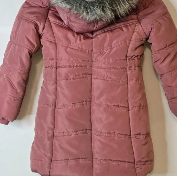 Calvin Klein Girl's Size 6 Dusty pink zipper front hooded puffer jacket - Picture 5 of 8